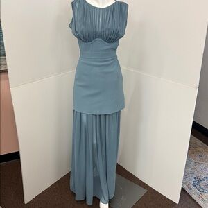 Herve Leger Milano Corest Silk Chiffon Ruched Gown Abalone NWT (stain )